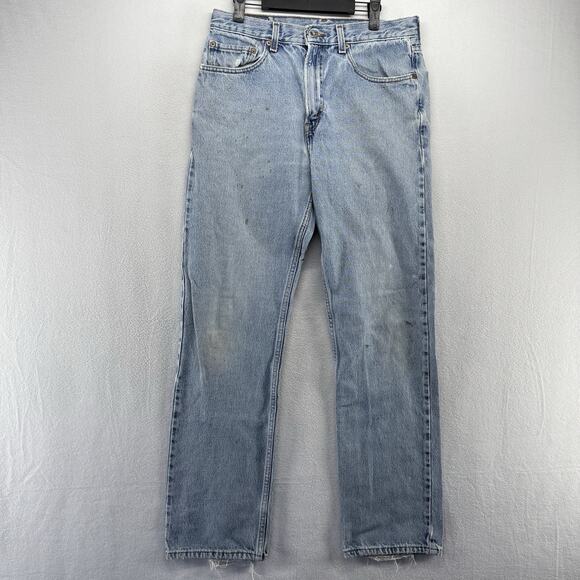 Vintage Levis Jeans Fits 32x33 Blue 505 Light Wash Distressed Red Tab Y2K 2000s - Picture 2 of 16
